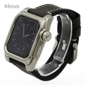 アップルウォッチ5&amp;4 44mm用 FACTRON Next for AppleWatch5 チタニウムケース ブラックレザーバンド Series5&amp;4 44mm専用 FA-W-046