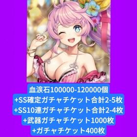 血涙石100000-120000個+SS確定ガチャチケット合計2-5枚+SS10連ガチャチケット合計 | ミナシゴノシゴトのアカウントデータ、RMTの販売・買取一覧