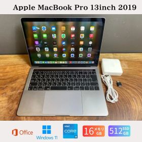 ［美品/新品バッテリー］Apple MacBook Pro 13inch 2019/Core i5 2.4GHz/メモリ16GB/SSD512GB/Windows11/Office 2024/557