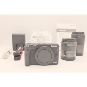 キヤノン(Canon)の【美品】Canon キヤノン EOS M3 ダブルズームキット ブラック(ミラーレス一眼)