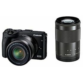 【中古】（非常に良い）Canon ミラーレス一眼カメラ EOS M3 ダブルズームキット(ブラック) EF-M18-55mm F3.5-5.6 IS STM EF-M55-200mm F4.5-6.3 IS STM 付属 EOSM3BK-WZ(ミラーレス一眼)