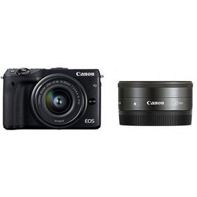 中古 １年保証 美品 Canon EOS M3 15-45mm 22mm ダブルレンズキット ブラック