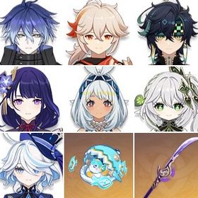 草薙の稲光+ナヒーダ+フリンズ+楓原万葉+フリーナ+サーフィンタイム+ムアラニ+雷電将軍+アモスの弓 | 原神のアカウントデータ、RMTの販売・買取一覧