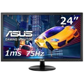【中古】（新古品） ASUS ゲーミングモニター VP248H 24インチ/フルHD/1ms/75Hz/HDMI D-Sub/ブルーライト軽減/フリッカーフリー/VESA対応/スピーカー/3年