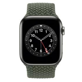 Apple Apple Watch Series6 44mm GPS+Cellularモデル M0GX3J/A+MY832FE/A A2376【グラファイトステンレススチールケース/インバネスグリーンブレイデッドソロループ(サイズ6)】 [中古] 【当社3ヶ月間保証】 イ