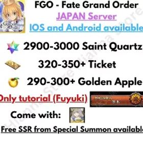 ✅日本✅唯 チュートリアル✅ オベロン + 2900-3000 聖晶石 |320-350+ 枚 |290+ 金 Apple (チュートリアルのみ - 冬木)