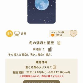 冬の満月と星空 | リヴリーアイランドのアイテム、RMTの販売・買取一覧