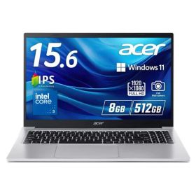Acer ノートパソコン Aspire Lite インテル Core 3 8GBメモリー 512GB SSD 15.6インチ フルHD 16:9 IPSパネル 1.52Kg 9時間駆動 200万画素 Webカメラ スライドカバー付 WiFi 6対応 Bluetooth 5.0 スピーカー内蔵 日