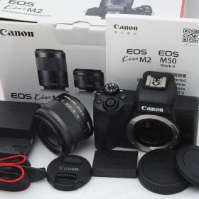 1000ショット台！新品級 ★ Canon EOS Kiss M2 標準ズームレンズキット ブラック KISSM2BK-1545