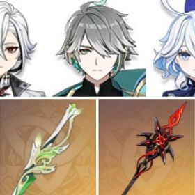 萃光の裁葉+フリーナ+赤月のシルエット+天空の傲+アルレッキーノ+四風原典+始まりの大魔術+アルハイ | 原神のアカウントデータ、RMTの販売・買取一覧