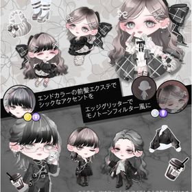 女の子髪以外フルセット🌷メロウ＆エッジモノトーン🖤31点セット | ポケコロツイン(ポケツイ)のアカウントデータ、RMTの販売・買取一覧