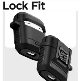 Pixel Buds 2a ケース ロック機能 紛失防止 カラビナ付き 一体型 シュピゲン ロック・フィット ワイヤレス充電 耐衝撃 カバー 衝撃吸収 充電ライト Google Pixel Buds 2a ケース 2025 ワイヤレスイヤホン ピクセル バッズ 2a カバー 四隅保護 エアクッション