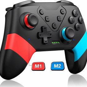Nintendo Switch コントローラー ワイヤレス 無線 Bluetooth 背面ボタン搭載 振動調整可 3段階振動 スリープ解除 ジャイロセンサー TURBO連射機能付き ゲーム実況 Switch / Switch lite / 有機EL 対応 スイッチ Proコントローラー プロコン Black ブラック 黒 赤 青