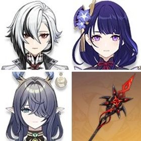 アルレッキーノ3凸+和璞鳶+夢見月瑞希+雷電将軍+ラウマ+ジン+赤月のシルエット+ディルック1凸 | 原神のアカウントデータ、RMTの販売・買取一覧