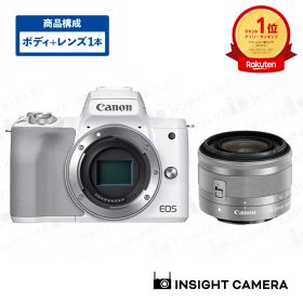 キヤノン EOS Kiss M2 ボディ ホワイト + 標準ズームレンズセット EF-M15-45mm F3.5-6.3 IS STM シルバー ミラーレス一眼カメラ イオス Canon（出荷後転送不可）