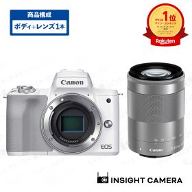 キヤノン EOS Kiss M2 ボディ ホワイト + 望遠ズームレンズセット EF-M55-200mm F4.5-6.3 IS STM シルバー ミラーレス一眼カメラ イオス Canon（出荷後転送不可）
