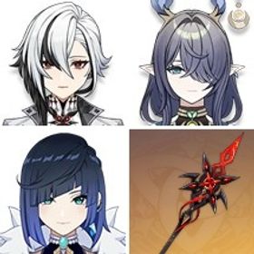 天空の脊+ディシア+ラウマ+ディルック+夜蘭+赤月のシルエット+モナ+アルレッキーノ2凸+ティナリ+ | 原神のアカウントデータ、RMTの販売・買取一覧