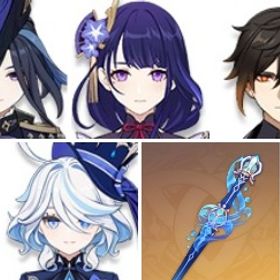 鐘離+天空の傲+萃光の裁葉+クロリンデ+静水流転の輝き+天空の巻+フリーナ+雷電将軍+ディルック1凸 | 原神のアカウントデータ、RMTの販売・買取一覧