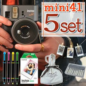 富士フイルム チェキ instax mini41 （16844422）＆巾着ポーチ＆白フレームフィルム20枚＆デコペン＆ガーランド セット
