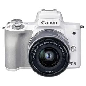 【中古】(非常に良い)Canon ミラーレス一眼カメラ EOS Kiss M2 標準ズームレンズキット ホワイト KISSM2WH-1545