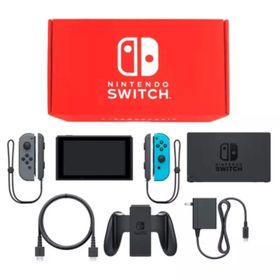 Nintendo Switch本体 カラーカスタマイズ [2019年8月モデル]/Joy-Con(L)グレー(R)ネオンブルー/Joy-Conストラップ：ブラック ニンテンドースイッチハード