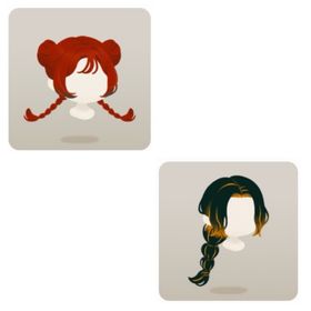 お団子と三つ編みの赤髪＆金に染まる黒い結い髪 | リヴリーアイランドのアイテム、RMTの販売・買取一覧