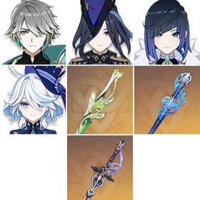 萃光の裁葉+夜蘭+天空の巻+フリーナ+赦罪+静水流転の輝き+四風原典+アルハイゼン+クロリンデ | 原神のアカウントデータ、RMTの販売・買取一覧