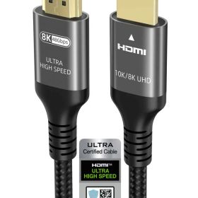 Ubluker 10k 8k 4k HDMI 2.1 ケーブル 1.5m、(HDMI認証)超高速HDMI ケーブル 4k 120Hz 144Hz 2k 165Hz 8k 60Hz eARC 48Gbps 12bit Dolby Atmos HDR10+ VRR、対応Apple TV Mac RTX4090 ゲーム PC TV サウンドバー PS5 Xbox