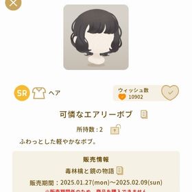 可憐なエアリーボブ | リヴリーアイランドのアイテム、RMTの販売・買取一覧