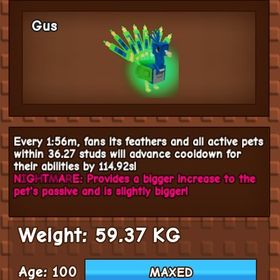 庭を成長させる 孔雀59KG ナイトメア変異付き | ロブロックス(ROBLOX)のアカウントデータ、RMTの販売・買取一覧