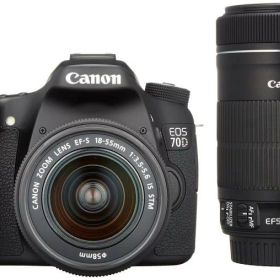 【中古】Canon デジタル一眼レフカメラ EOS 70D ダブルズームキット EF-S18-55 IS STM/EF-S55-250 IS STM付属 ブラック EOS70D-WKIT