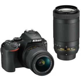 Nikon デジタル一眼レフカメラ D5600 ダブルズームキット ブラック D5600WZBK クリーニング クロス付き