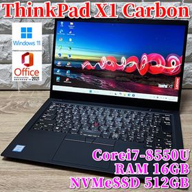 《フラッグシップモデル》【 Lenovo ThinkPad X1 Carbon Gen6 】Corei7-8550U☆NVMeSSD512GB☆メモリ16GB☆カメラ☆Wi-Fi☆MSOffice2021