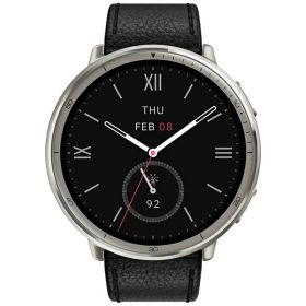 Zepp Health Active2R スマートウォッチ Amazfit Active 2 Round 44mm プレミアムバージョン ブラックレザー