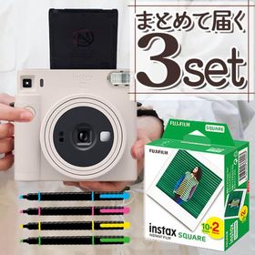 チェキ （フィルム20枚＆ペン） カメラ チェキカメラ 富士フイルム instax SQUARE スクエア SQ1(SQ-1) チョークホワイト 四角 (富士フィルム フジフイルム)