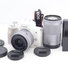 美品★Canon キャノン EOS Kiss M ダブルズームキット ホワイト 2410万画素 ミラーレス一眼カメラ R5029