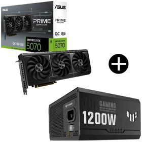 ASUS PRIME-RTX5070-O12G グラフィックカード + TUF-GAMING-1200G ブラック 電源ユニット セット 【KK9N0D18P】
