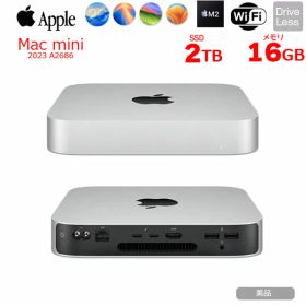 【中古パソコン】Apple Mac mini MMFK3J/A A2686 M2 2023 小型デスク 選べるOS [Apple M2 8コア メモリ16GB SS2TB 無線 BT シルバー 純箱 ]：美品
