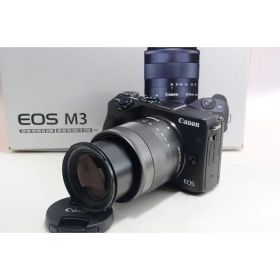 キヤノン Canon EOS M3 ブラック レンズセット 美品 ミラーレス SDカードストラップ付き