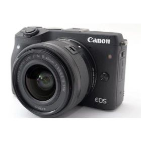 キヤノン Canon EOS M3 レンズキット ブラック 美品 スマホへ転送・自分撮りミラーレス SDカードストラップ付き