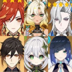 最安值（原神）★5×6マーヴィカ+シロネン+ 鍾離+ヌヴィレット➕ナヒ...