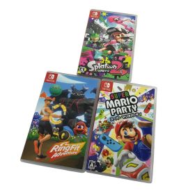 Nintendo Switch ソフト スーパー マリオパーティ リングフィット アドベンチャー スプラトゥーン3本セット 中古 N10651297