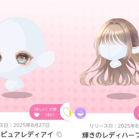 輝きのレディハーフアップ＆輝きのピュアレディアイ 各1点 | ポケコロツイン(ポケツイ)のアカウントデータ、RMTの販売・買取一覧