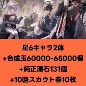 星6キャラ2体+合成玉60000-65000個+純正源石131個+10回スカウト券10枚+スカウト券 | アークナイツのアカウントデータ、RMTの販売・買取一覧