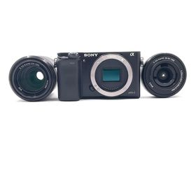 ソニー(SONY)の【全額返金保証】【最速発送】Sony デジタル一眼 α6000 ILCE-6000Y ダブルズームレンズキット [ブラック] 美品 動作確認済(ミラーレス一眼)