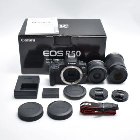 B#10426 Canon ミラーレス一眼カメラ EOS R50 ダブルズームキット(RF-S18-45+RF-S55-210) ブラック/APS-C/約375g EOSR50BK-WZK