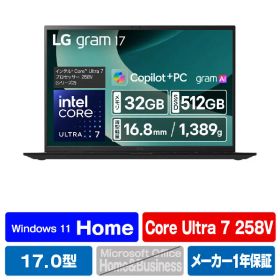 LG Electronics Japan ノートパソコン LG gram 17 オブシディアンブラック 17Z90TL-GU85J [17Z90TLGU85J]【RNH】【DCSP】