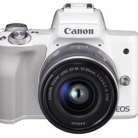 【中古】【非常に良い】Canon ミラーレス一眼カメラ EOS Kiss M 標準ズームキット ホワイト EOSKISSMWH-1545ISSTMLK