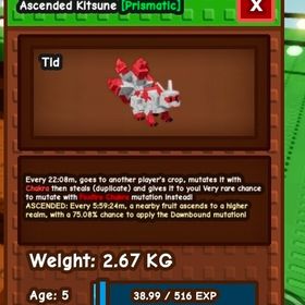 【庭を成長させる】🔥0.5変異九尾🔥 | ロブロックス(ROBLOX)のアカウントデータ、RMTの販売・買取一覧