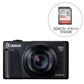 【セット商品】Canon キヤノン デジタルカメラ PowerShot SX740 HS ブラック/シルバー ＋ SanDisk Ultra SDXC UHS-I 512GB SDSDUNC-512G-GH3NN 【おひとり様1台限り】※2025年12月上旬発送予定